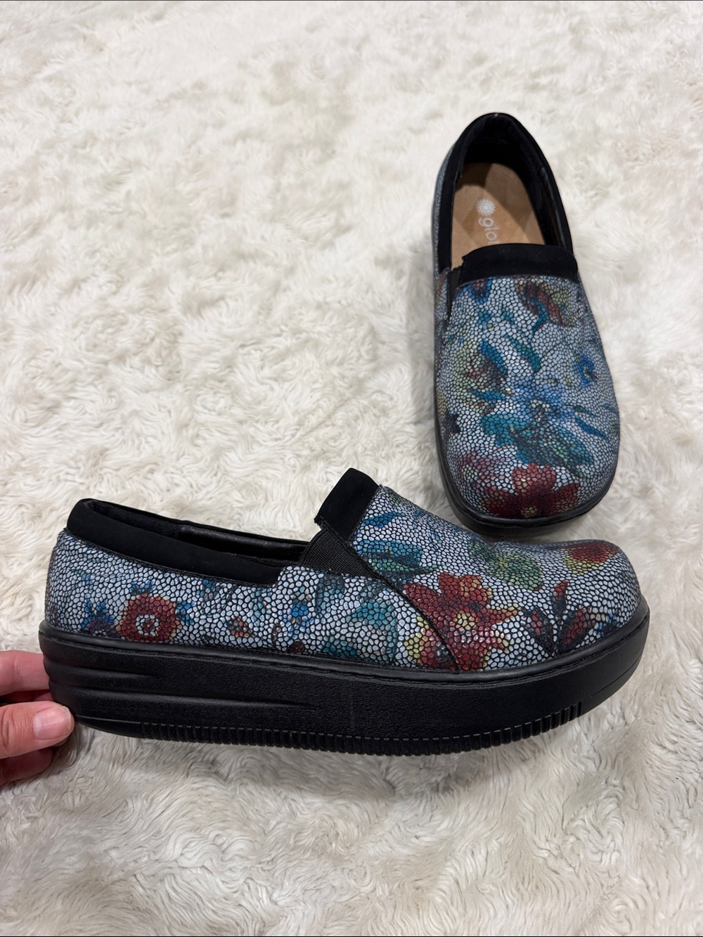 Glolily Women's Floral Slip-On Clogs in Black, Blue, Red Size 10